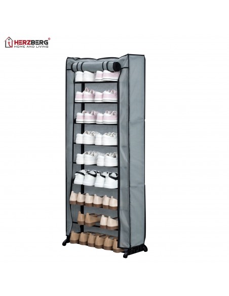Herzberg HG-8076 Petit Organisateur de Porte-chaussures à 9 Niveaux Gris