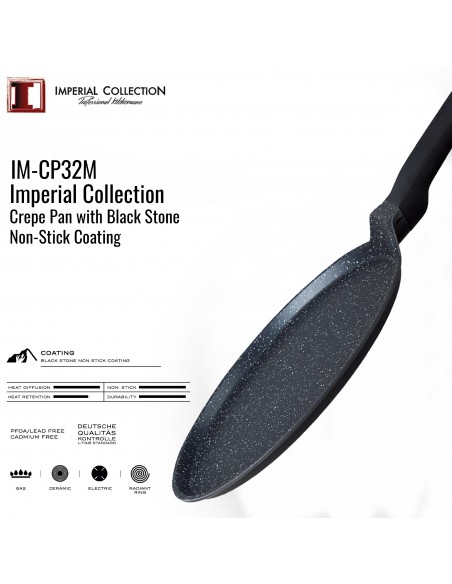 Imperial Collection Poêle à Crêpe Avec Revêtement Antiadhésif Pierre Noire