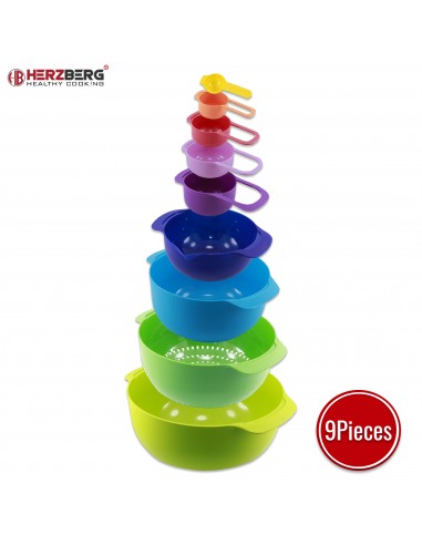 Herzberg Ensemble de bols et tasses à mesurer 9 en 1