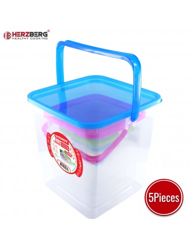 Herzberg Ensemble de contenants cubiques pour aliments 5 en 1 avec poignée