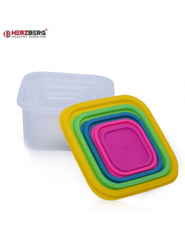 Herzberg HG-SFS5N1 Ensemble de contenants carrés pour aliments 5 en 1