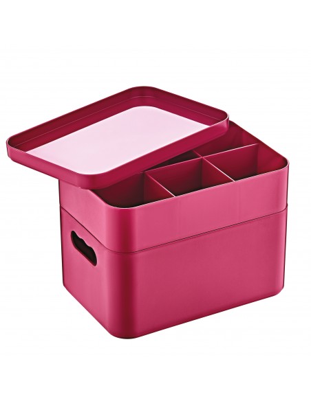 Herzberg HG-OKY676 Boîte de rangement polyvalente à 2 couches Rose