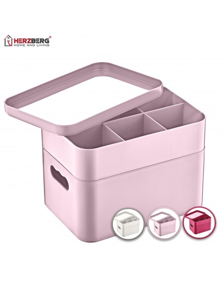Herzberg HG-OKY676 Boîte de rangement polyvalente à 2 couches Mauve