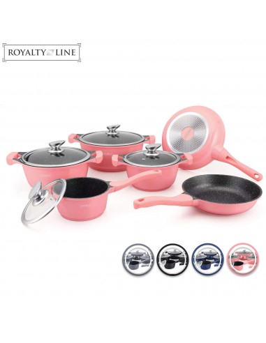 Royalty Line RL-BS1010M Batterie de cuisine 10 pièces à revêtement céramique Rose