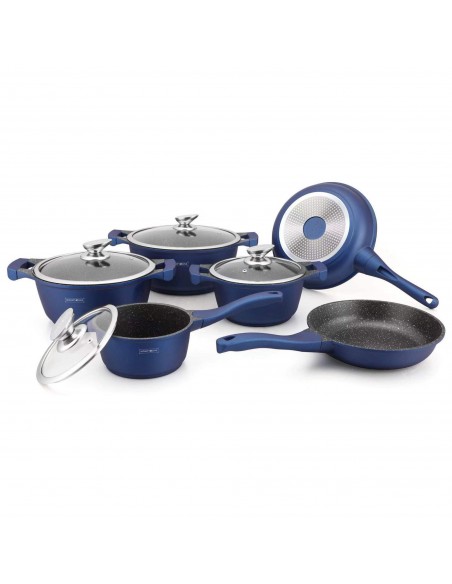 Royalty Line RL-BS1010M Batterie de cuisine 10 pièces à revêtement céramique Bleu