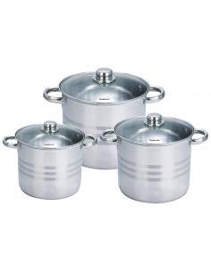 Royalty Line Ensemble de 6 pots en acier inoxydable avec couvercles en verre