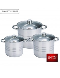 Royalty Line Ensemble de 6 pots en acier inoxydable avec couvercles en verre 2