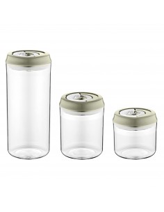 HerzbergEnsemble de pots de stockage sous vide Gris