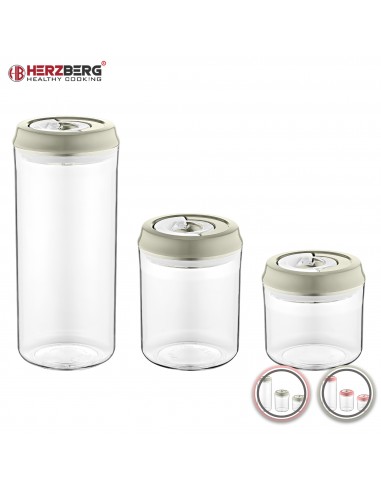 HerzbergEnsemble de pots de stockage sous vide Gris