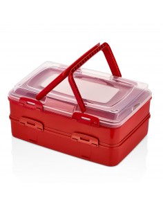 Herzberg Boîte de transport de pâtisseries à emporter en duplex Rouge