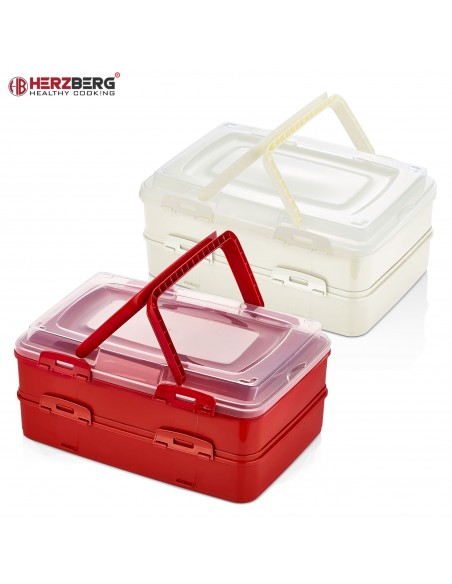 Herzberg Boîte de transport de pâtisseries à emporter en duplex Rouge