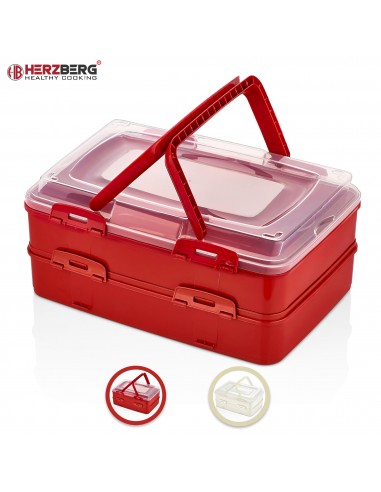 Herzberg Boîte de transport de pâtisseries à emporter en duplex Rouge