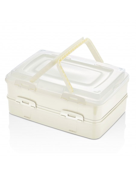 Herzberg Boîte de transport de pâtisseries à emporter en duplex Ivoire