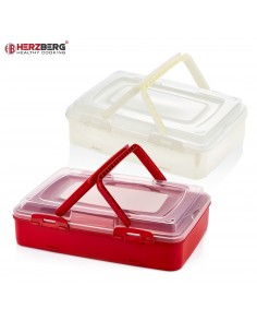 Herzberg Boîte de transport de pâtisseries à emporter à un niveau Rouge 2