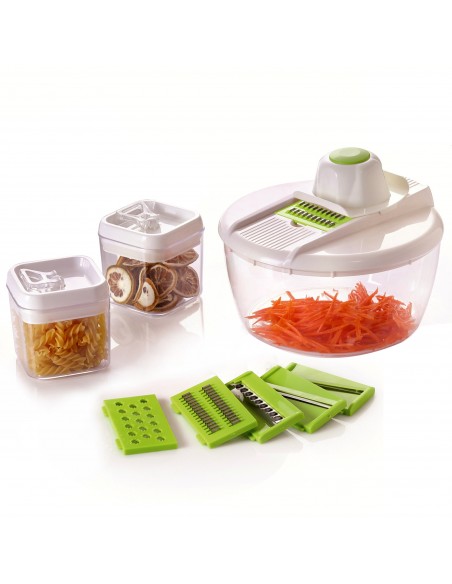 Herzberg HG-8032  Trancheuse à légumes avec bol et ensemble de récipients de stockage