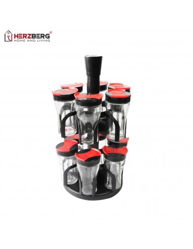 Herzberg Étagère à épices avec 12 bocaux en verre