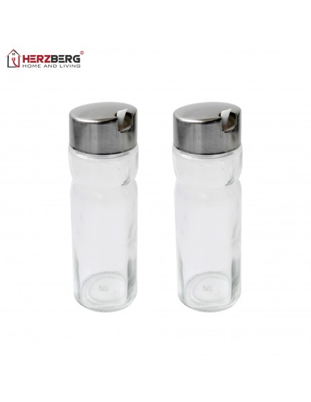 Herzberg HG-6006 Support à épices en acier inoxydable avec 4 bocaux en verre