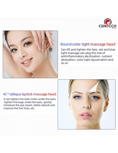 Cenocco Beauty Masseur facial magnétique à micro-vibrations avec LED