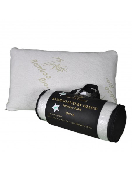 Royalty Comfort HG-5076BM Oreiller de Luxe en Bambou Avec Mousse à Mémoire de Forme Ergonomique Reine