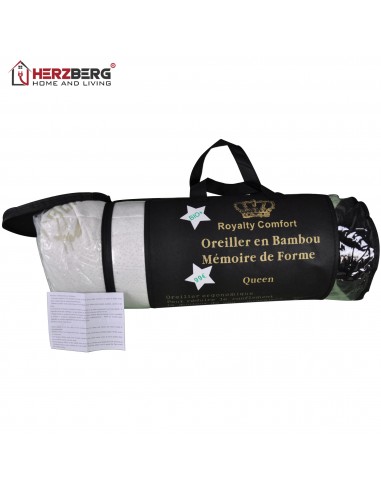 Royalty Comfort HG-5076BM Oreiller de Luxe en Bambou Avec Mousse à Mémoire de Forme Ergonomique Reine