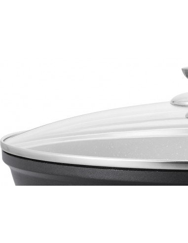 Royalty Line RL-BW30M Plaque de Cuisson au Wok avec Revêtement en Marbre 30 cm