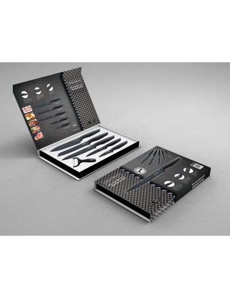 Royalty Line RL-MB5 Set de couteaux de revêtement anti-adhésif5PCS Noire