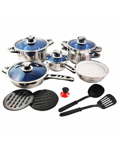 Royalty Line RL-16RGNM Batterie de Cuisine en Acier Inoxydable de Première Qualité 16 Pièces