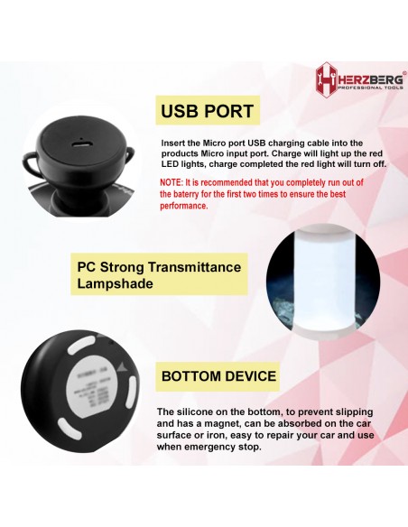 Herzberg HG-5049 Eclairage à LED Monté Sur Véhicule Noire