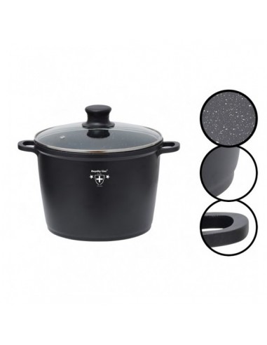 Royalty Line RL-AD28M Casserole à revêtement en marbre avec couvercle en verre 28cm