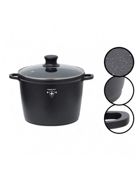 Royalty Line RL-AD28M Casserole à revêtement en marbre avec couvercle en verre 28cm