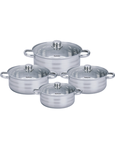 Royalty Line RL-SP7 Batterie De Cuisine En Acier Inoxydable Avec Couvercles 8 Pièces