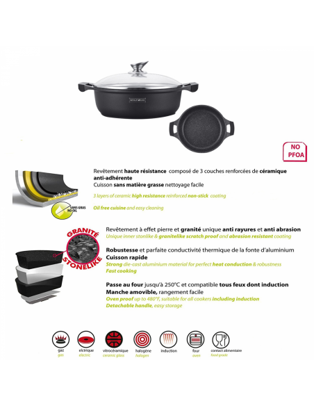 Royalty Line RL-BR32M  Marmite À Soupe Peu Profonde En Marbre 32cm