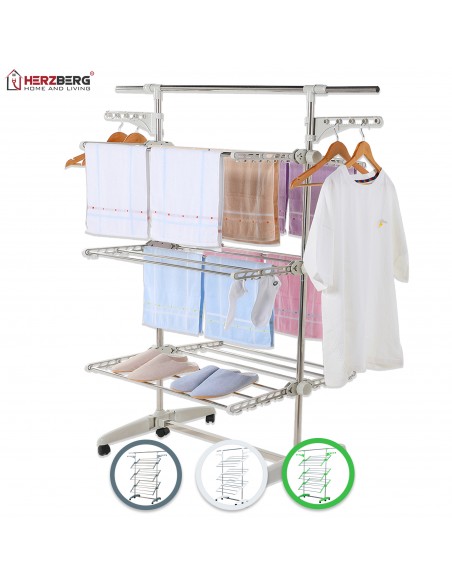 Herzberg Séchoir à linge à 3 étages Pour les Vêtements Blanc