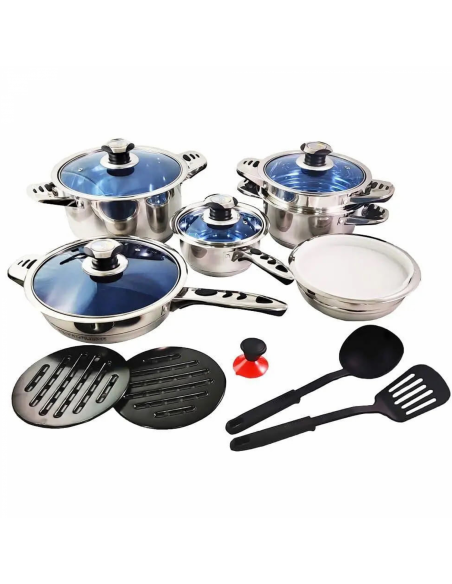 Royalty Line RL-16RGNM Batterie de Cuisine en Acier Inoxydable de Première Qualité 16 Pièces