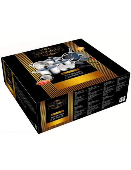 Royalty Line RL-16RGNM Batterie de Cuisine en Acier Inoxydable de Première Qualité 16 Pièces