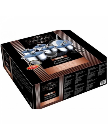 Royalty Line RL-1801B  Batterie de cuisine 18 pièces en acier inoxydable avec couvercle en verre
