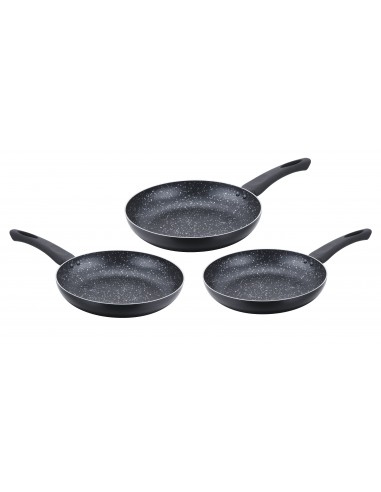 Cenocco Ensemble De 3 Poêles à Frire Avec Revêtement En Marbre Noire