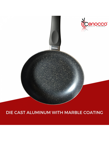 Cenocco Ensemble De 3 Poêles à Frire Avec Revêtement En Marbre Noire