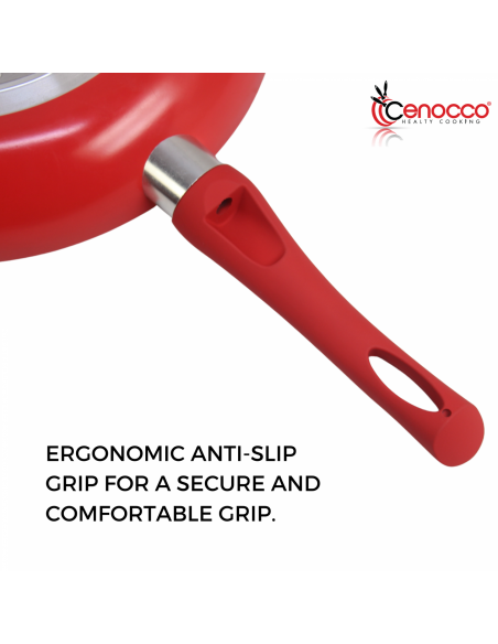 Cenocco Ensemble De 3 Poêles à Frire Avec Revêtement En Marbre Rouge