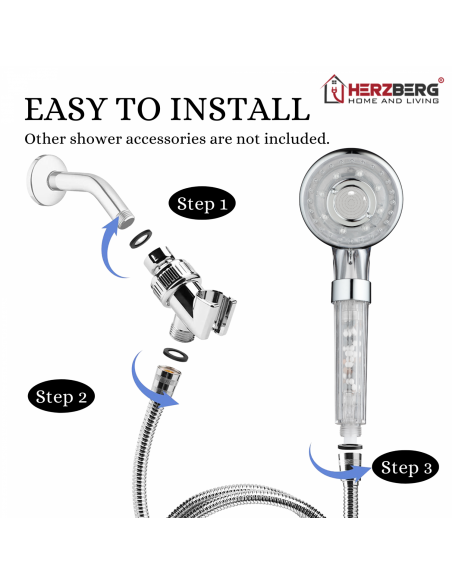 Herzberg HG-8023 Pommeau de Douche Personnel Boule de Minéralisation à Activation Antibactérienne