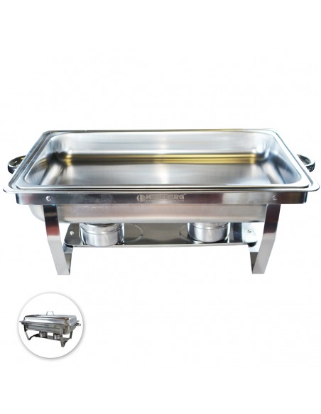 Herzberg HG-8022-1 Chafing Dish en acier inoxydable de 9 pintes 1 contenant