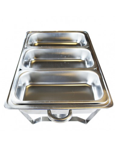 Herzberg HG-8022-3 Réchauffeur Professionnel 3 Pièces 1/3rd Pan Alimentaire