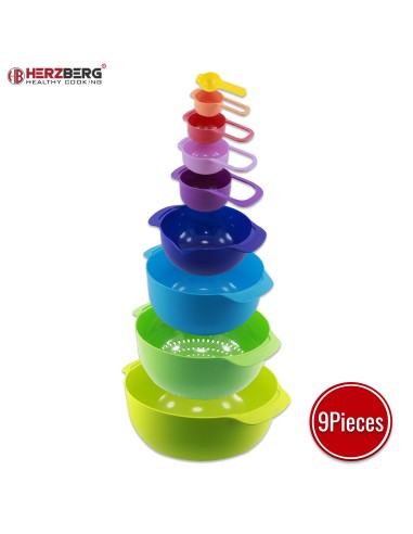 Herzberg Ensemble de bols et tasses à mesurer 9 en 1