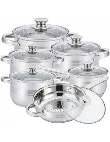 Herzberg Batterie de Cuisine 12 Pièces en Acier Inoxydable