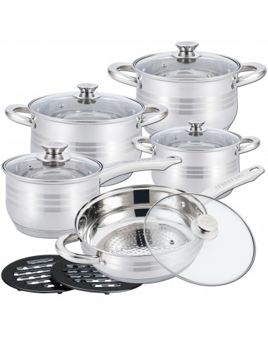 Herzberg Batterie de Cuisine 12 Pièces en Acier Inoxydable