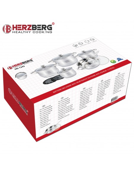 Herzberg Batterie de Cuisine 12 Pièces en Acier Inoxydable
