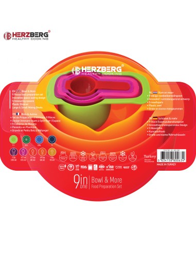 Herzberg Ensemble de bols et tasses à mesurer 9 en 1