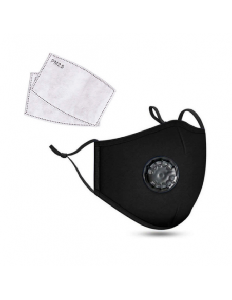 PM2.5M Masque en Coton Lavable Avec Filtres en Carbone 2 Noire