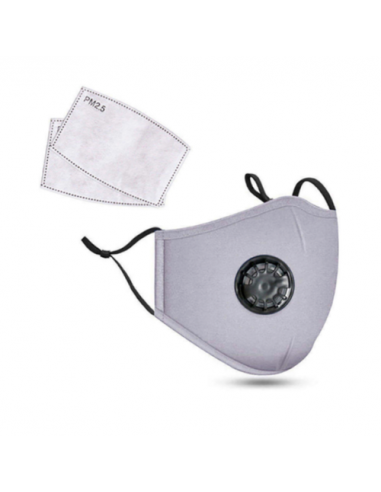 PM2.5M Masque en Coton Lavable Avec Filtres en Carbone 2 Gris