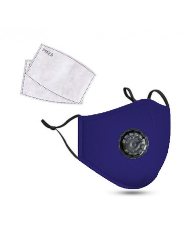 PM2.5M Masque en Coton Lavable Avec Filtres en Carbone 2 Bleu